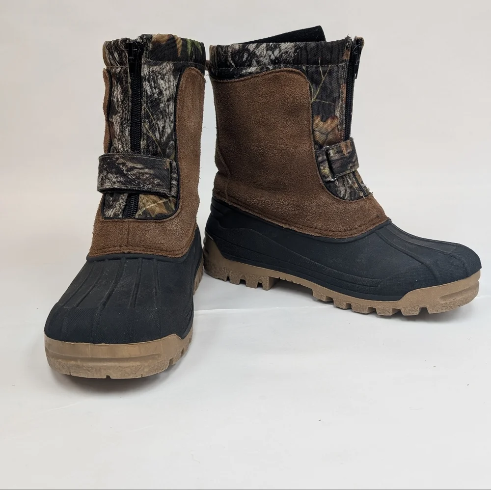 Ozark Trail Leather Snow/Rain Camo Hunting Boots Men's Size 6 Women's Size 8